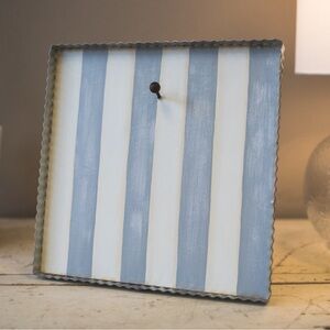 Gray Blue and White Stripe Mini Print Display with Attached Easel